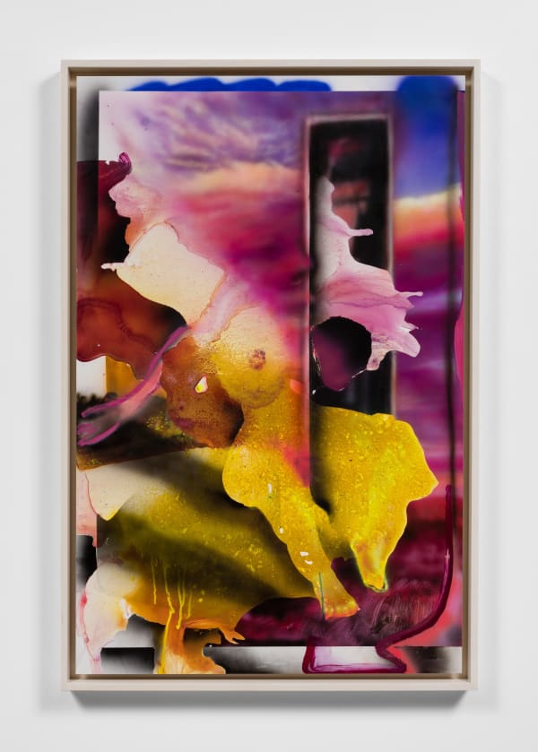 Annie Lapin Edific Unific Deific, 2021 Acrylic and oil stick on Yupo paper mounted to aluminum 41.75 x 27.75 inches