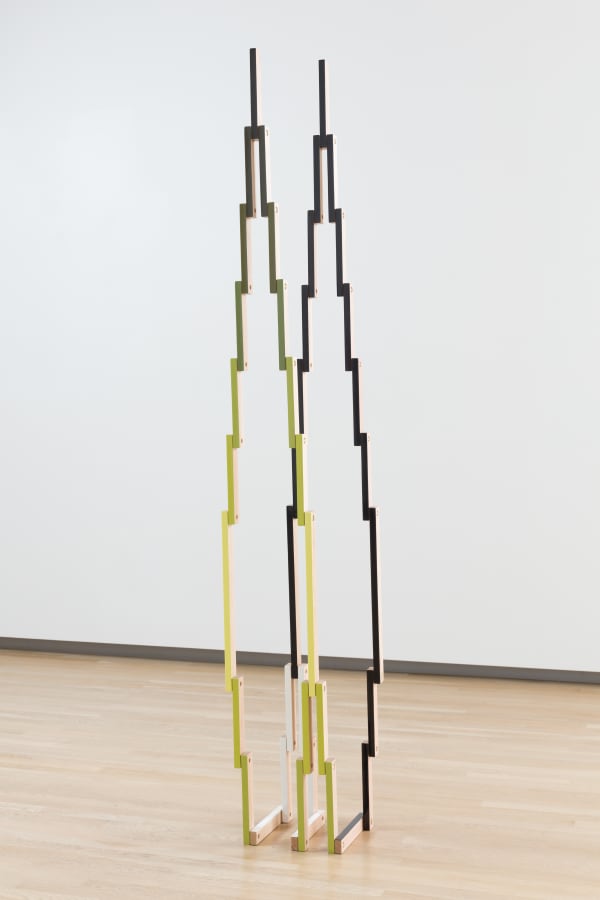 Reuven Israel Untitled Folding Object 41A, 2018 Oak, paint and brass hardware 112.25 x 15.5 x 70.5 inches