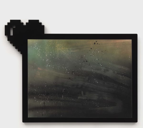 Wendy White Uncontained (Pixel Heart), 2020 Acrylic on canvas, PVC and plexiglas artist's frame 39.5 x 52 inches