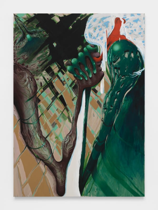 Bridget Mullen Are We Building?, 2023 Flashe and oil on linen 82 3/4 x 59 inches