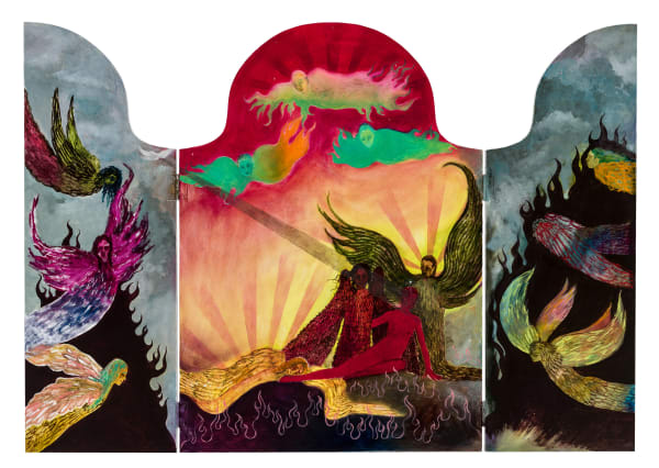 Naudline Pierre Eternal Depth of Love Divine, 2019 Oil on panel 34 x 48 inches open, 34 x 24 inches closed