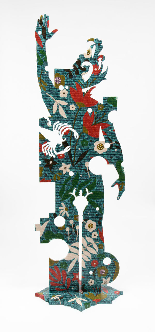 Amir H. Fallah The Sting, 2023 Acrylic, aluminum, hardware 72 1/2 x 24 x 18 1/2 in 184.2 x 61 x 47 cm