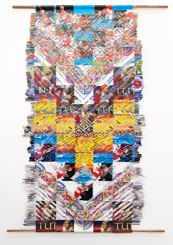 Miguel Arzabe DeYoung, 2016 woven DeYoung exhibition posters 120 x 55 in