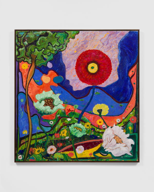 Daniel Gibson Flowerhead in Blue Gorge, 2024 Oil on linen 63 x 59 in 160 x 149.9 cm 64 ½ x 60 x ½ in (framed) 163.5 x 152.4 x 1 cm (framed)