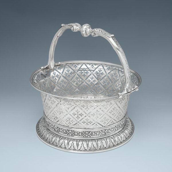 Louis Laroche, A Large George II Antique English Silver Cake Basket, 1733