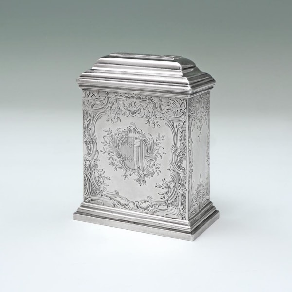 Cuny, Louis, A George I Antique English Silver Tea Caddy, London 1718