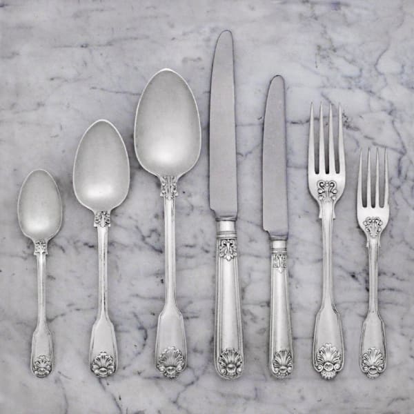 Charles Boyton, A Victorian Antique English Silver Flatware Service for Twelve, 1837