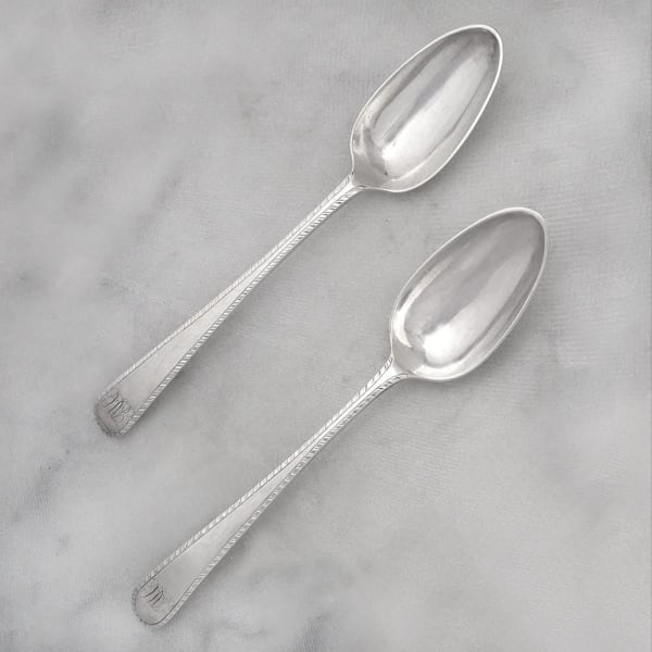 Joseph Richardson Jr, Pair of Early American Silver Teaspoons, c. 1795