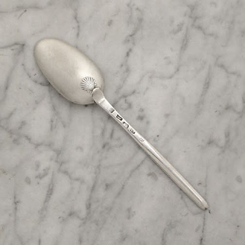 Ebenezer Coker, A George II Antique English Silver Marrow Spoon, 1740