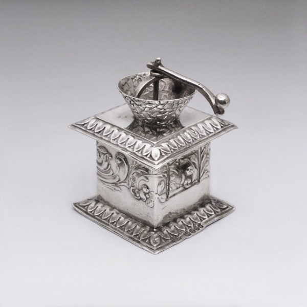 A Miniature Dutch Silver Coffee Mill, c. 1890