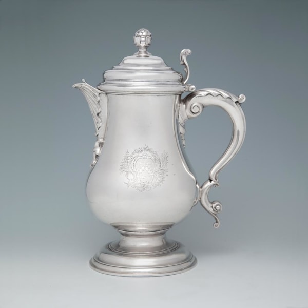Jacob Marsh, A George II Antique English Silver Covered Jug, 1746