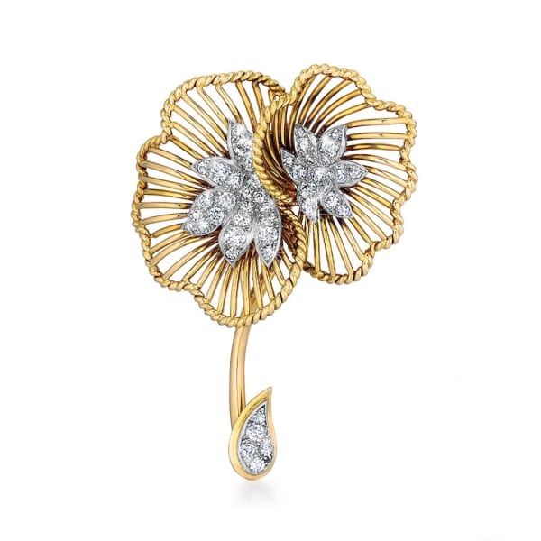 Cartier, A French Diamond-Set Flower Brooch, c. 1960