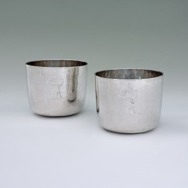 John Gorham, A Pair of George II Antique English Silver Tumbler Cups, 1751