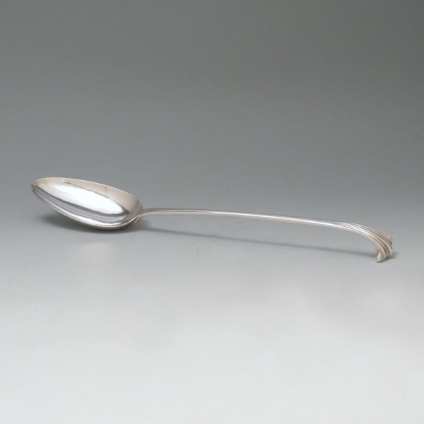 George Baskerville, A George III Onlow Pattern Antique English Silver Serving Spoon, 1763