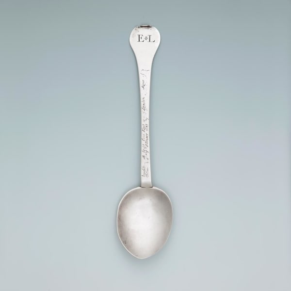 RS, A Charles II Frost Fair English Silver Trefid Spoon, 1683