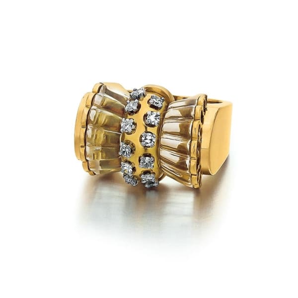 René Boivin, A French Retro Rock Crystal and Diamond Ring, 1940