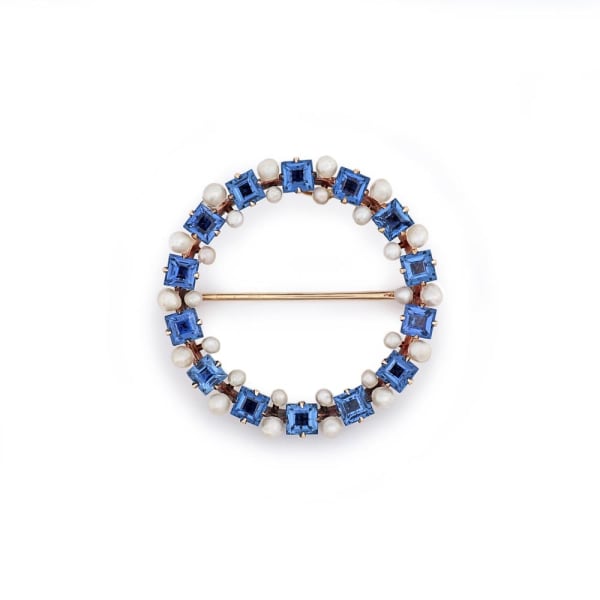 Krementz, A Pearl & Sapphire Brooch, c. 1900