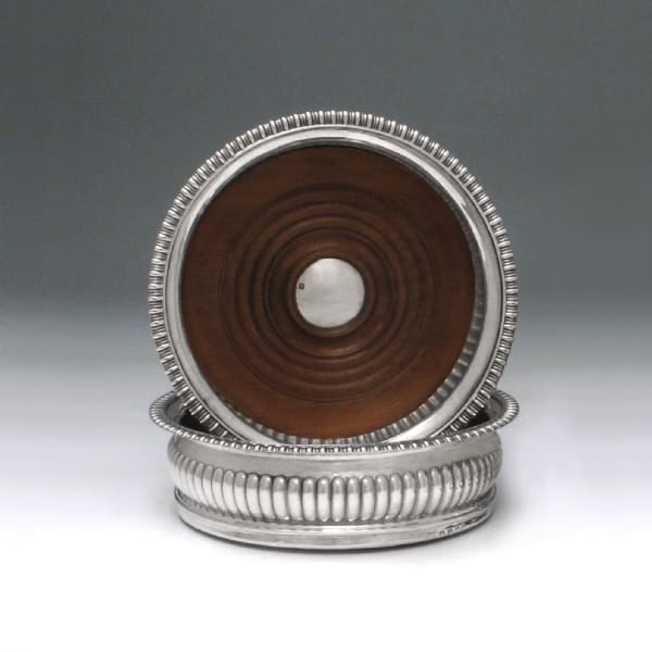 William Elliott, A Pair of George III Antique English Silver Coasters, 1814