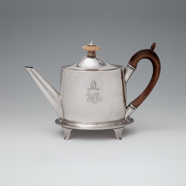 John Emes, A George III Antique English Silver Bachelor’s Teapot, 1798