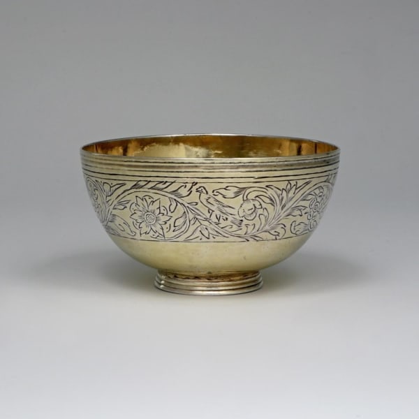IG, A Rare Charles II Antique English Silver-Gilt Tea Bowl, 1684