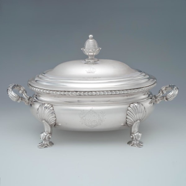 Ayme Videau, A George II Antique English Silver Soup Tureen, 1754
