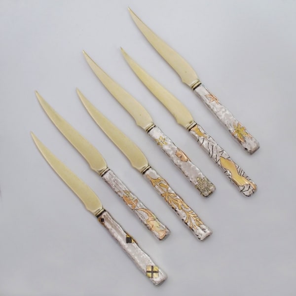 Tiffany & Co., A Set of Six American Silver-Gilt Fruit Knives, c. 1880