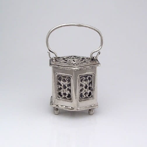 An Antique Dutch Silver Miniature Foot Warmer, c. 1700