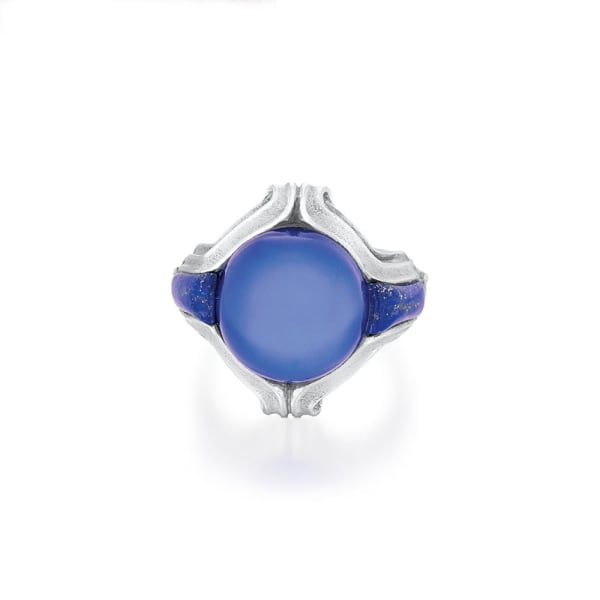Tiffany & Co., An Antique American Moonstone & Lapis Lazuli Ring, c. 1923