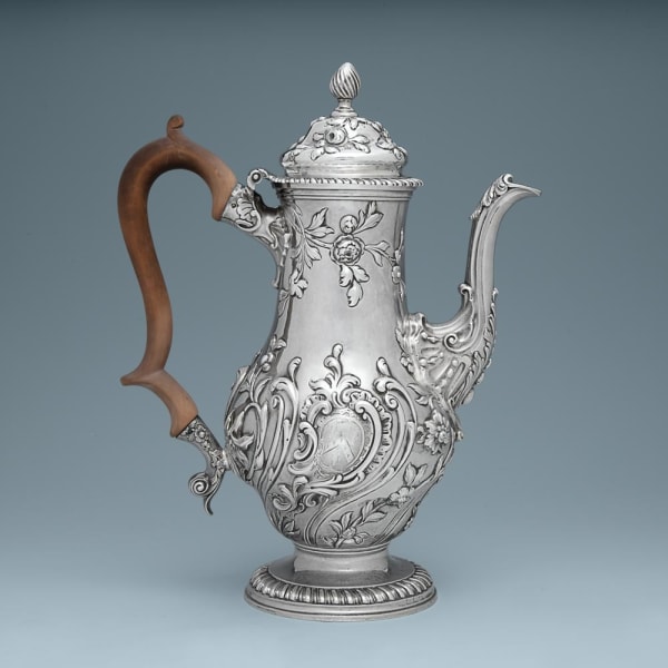 Louisa Courtauld, A George III Antique English Silver Coffee Pot, 1764