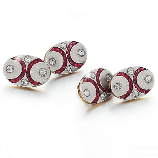 A Pair of Art Deco Ruby & Diamond Cufflinks, c. 1910