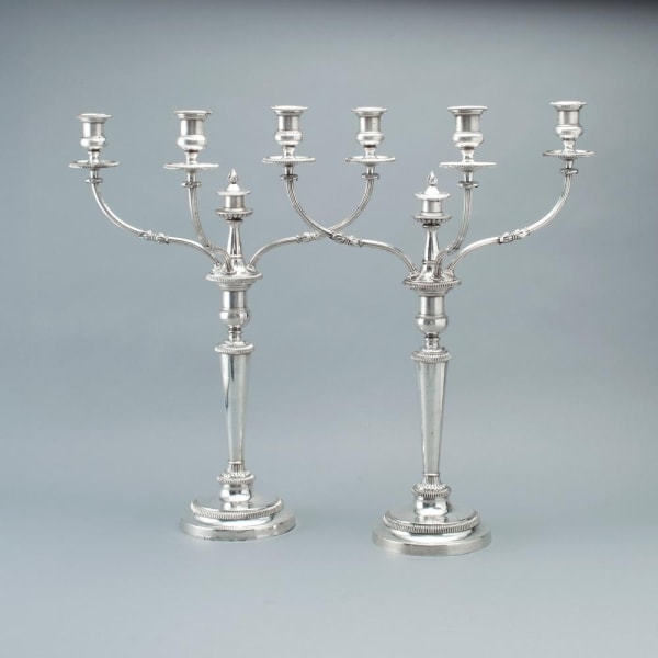 Matthew Boulton, A Pair of Large George III Old Sheffield Plate Candelabra, c. 1810