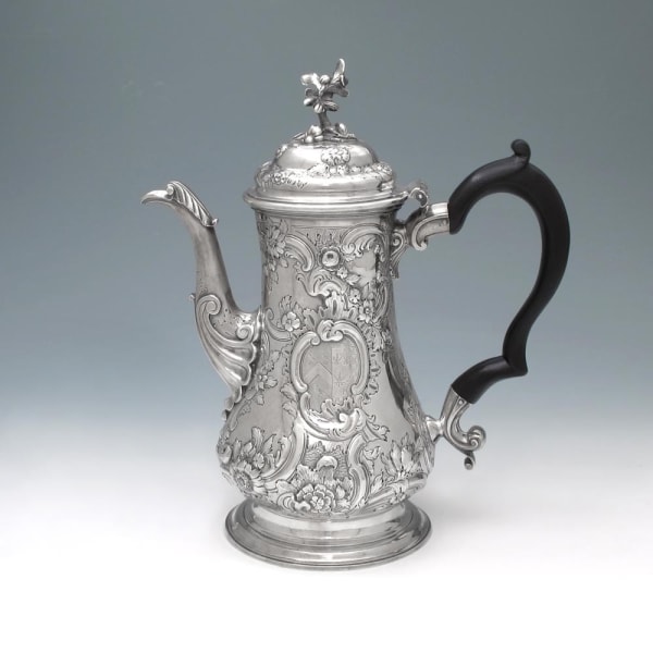 Thomas Whipham, A George II Antique English Silver Coffee Pot, 1753