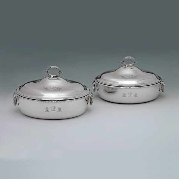 Robert Sharp, A Pair of George III Antique English Silver Entrée Dishes, 1799