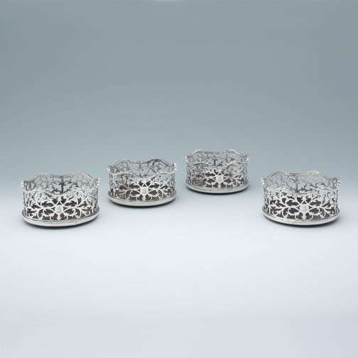 Robert & Samuel Hennell, A Set of Four George III Antique English Silver Wine Coasters, 1806