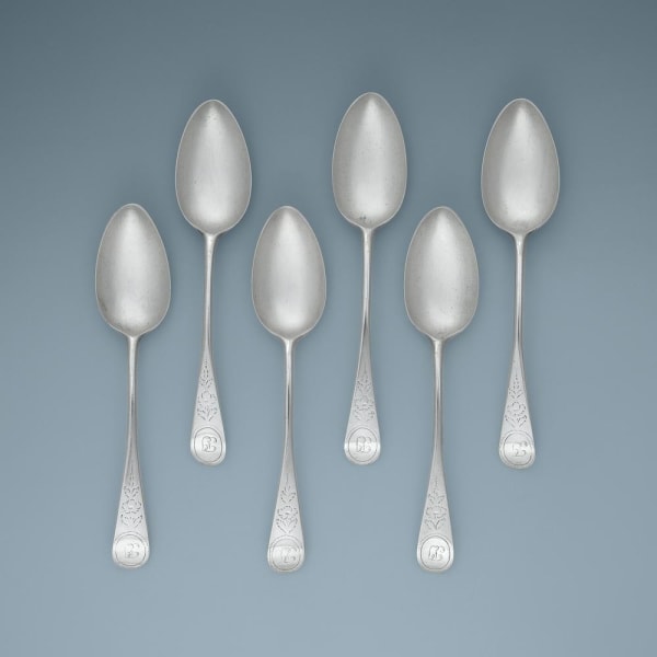Paul Jr. Revere, A Set of Six Early American Silver Tablespoons, c. 1790