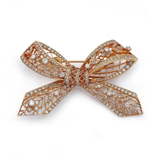 A Diamond Bow Brooch, c. 1970