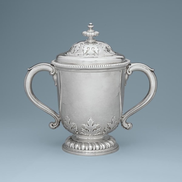 David Willaume, A Queen Anne Antique English Silver Cup & Cover, 1702