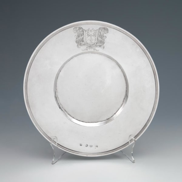 Martin Gale, A Charles II Antique English silver Trencher Plate, 1673
