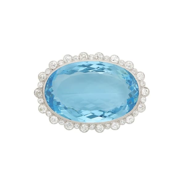 A Platinum, Aquamarine and Diamond Pendant-Brooch, c. 1910