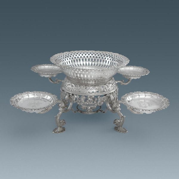 Eliza Godfrey, A George II Antique English Silver Epergne, 1755