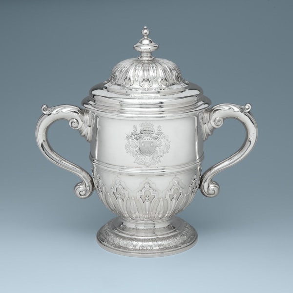 Paul de Lamerie, A George I Antique English Silver Cup & Cover, 1718