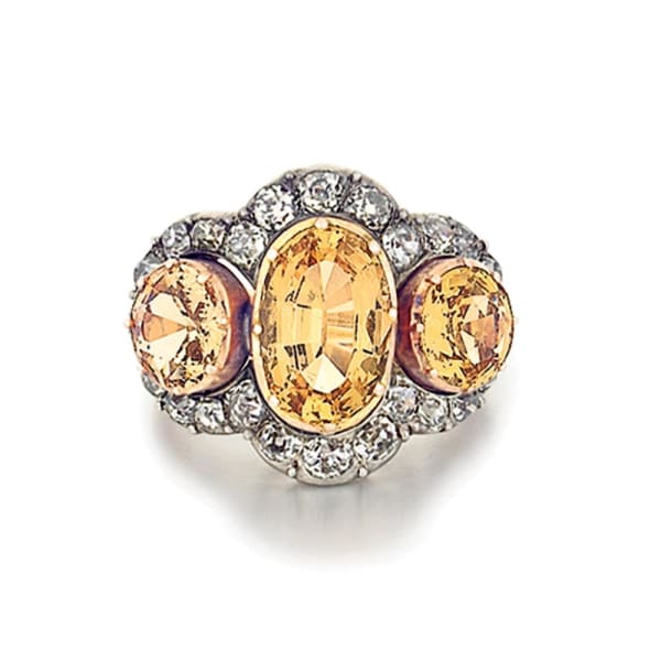 An Antique Topaz and Diamond Ring, c.1890
