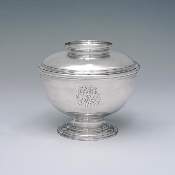 WT, A George II Antique English Silver Sugar Bowl and Cover, 1742