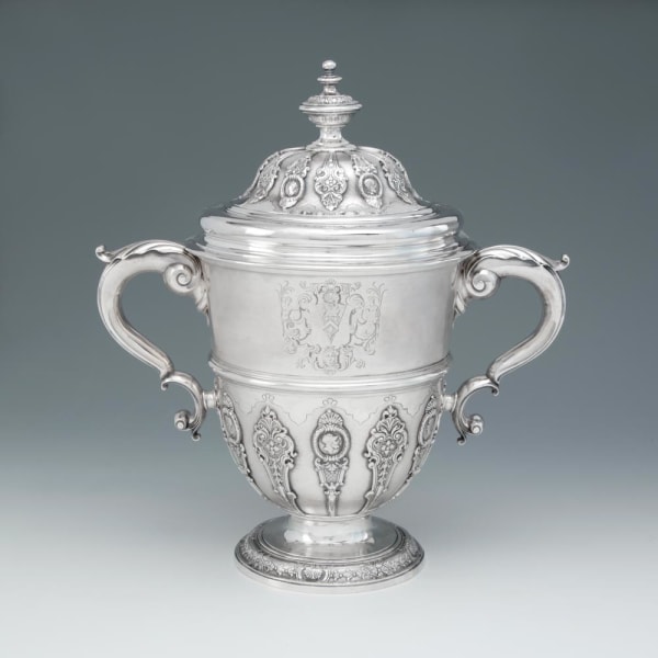 Simon Pantin, A George II Antique English Silver Cup & Cover, 1731