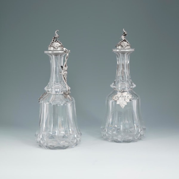 Reilly & Storer, A Pair of Victorian Silver-Mounted Claret Jugs, 1847
