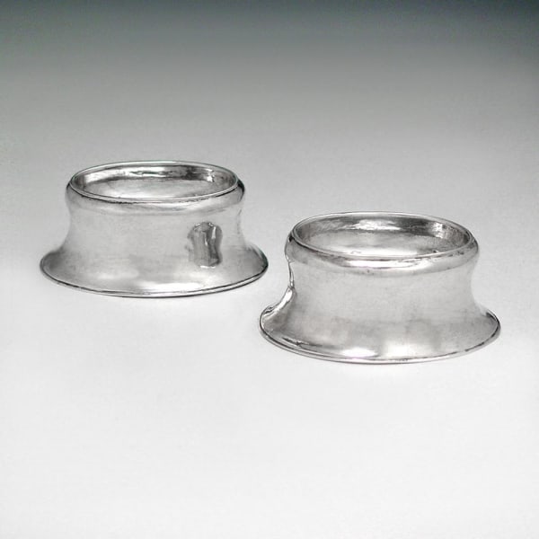 Peter Simon, A Pair of George II Antique English Silver Oval Salts, 1731