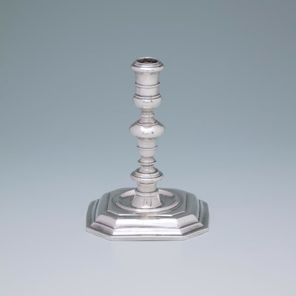 Matthew Cooper, A Queen Anne Antique English Silver Taperstick, 1704
