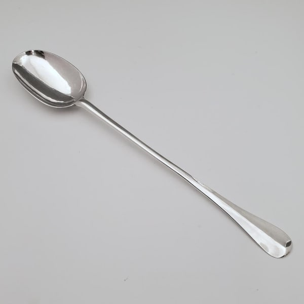 John Holland, A Queen Anne Rattail Antique English Silver Basting Spoon, 1713