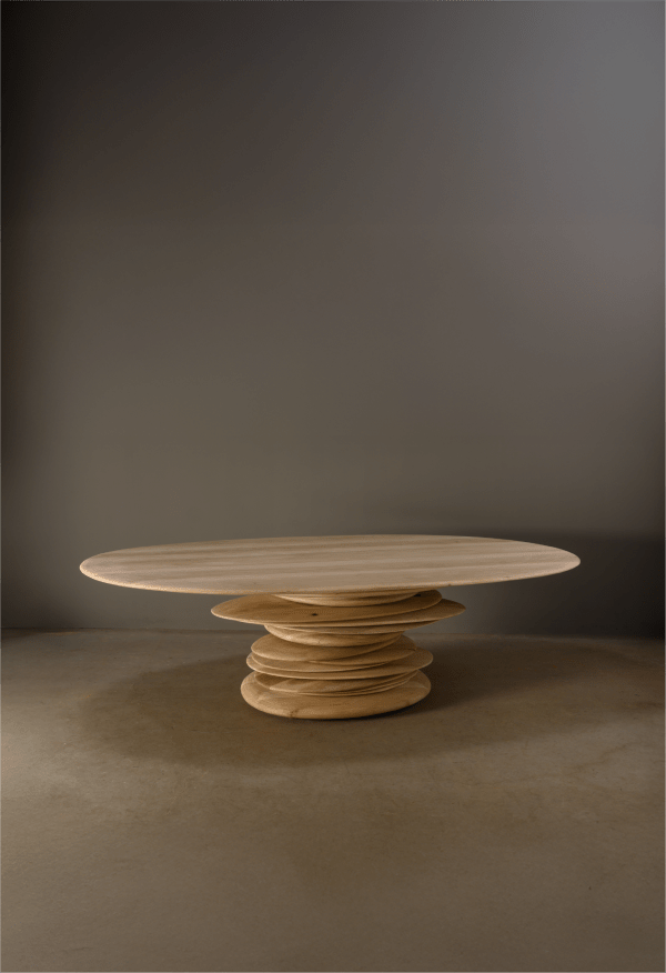Christopher Kurtz Skipping Stone Table, Blonde, 2022 Poplar, Tulipwood 76 H x 249 W x 114.3 D cm / 30 H x 98 W x 45 D In Available for commission