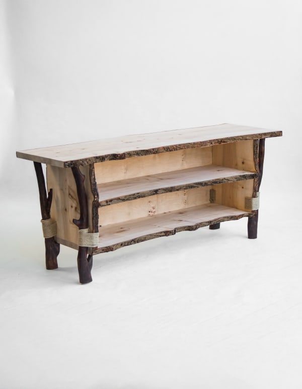 Ripped wood credenza